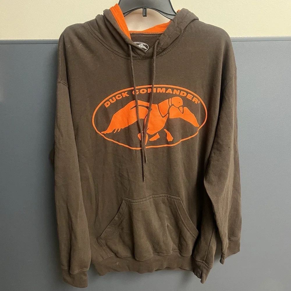 Duck Commander L Brown Hoodie Pullover Sweatshirt Dynasty orange Graphics Mens L